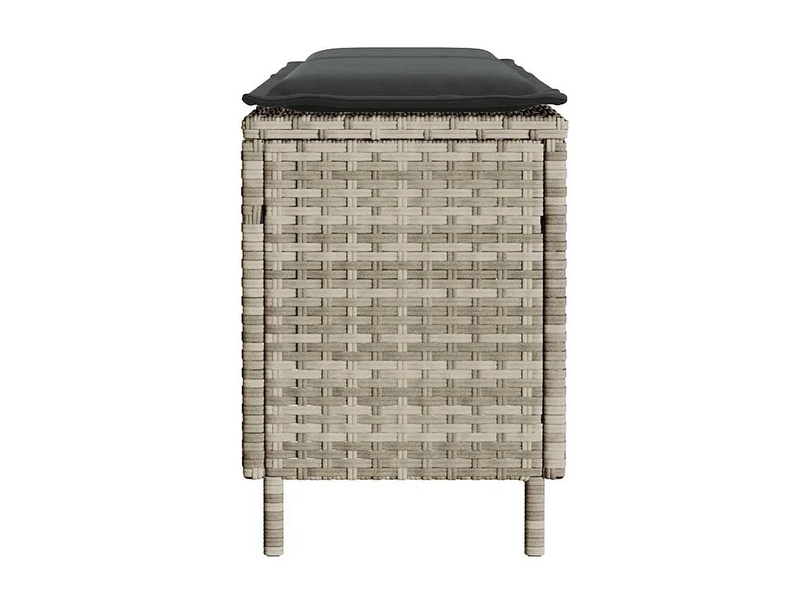 Banc de jardin coussin gris clair 110x30x40,5 résine tressée