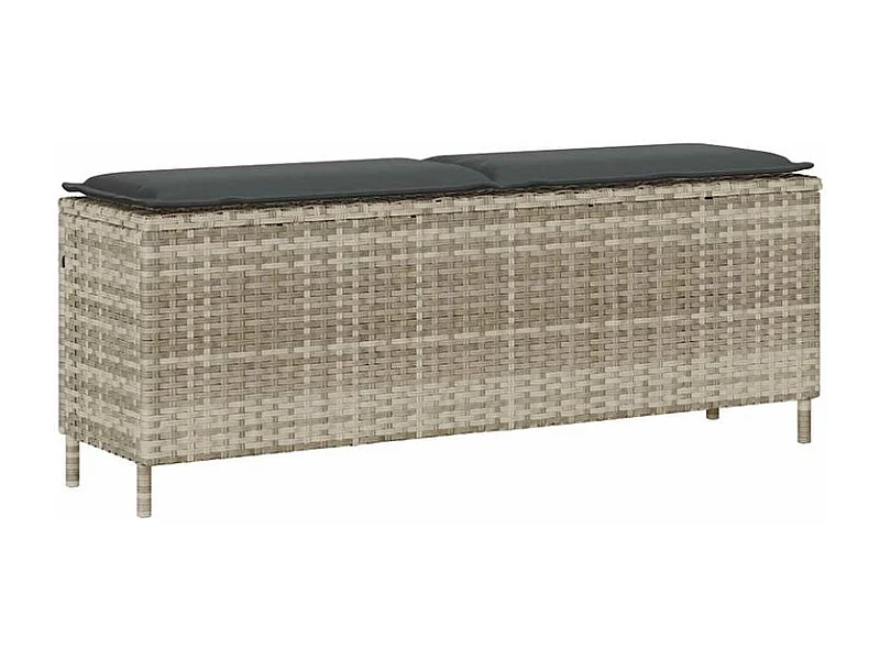 Banc de jardin coussin gris clair 110x30x40,5 résine tressée