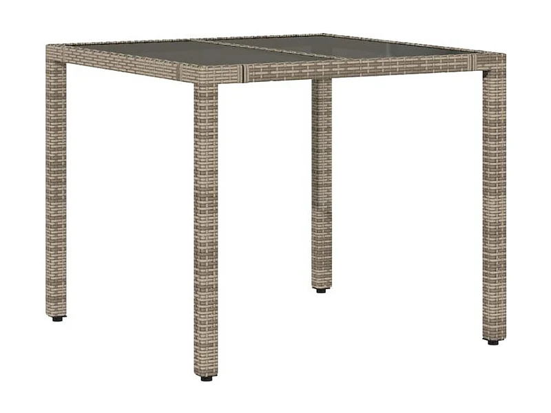 Table de jardin dessus en verre Gris 90x90x75 Résine tressée