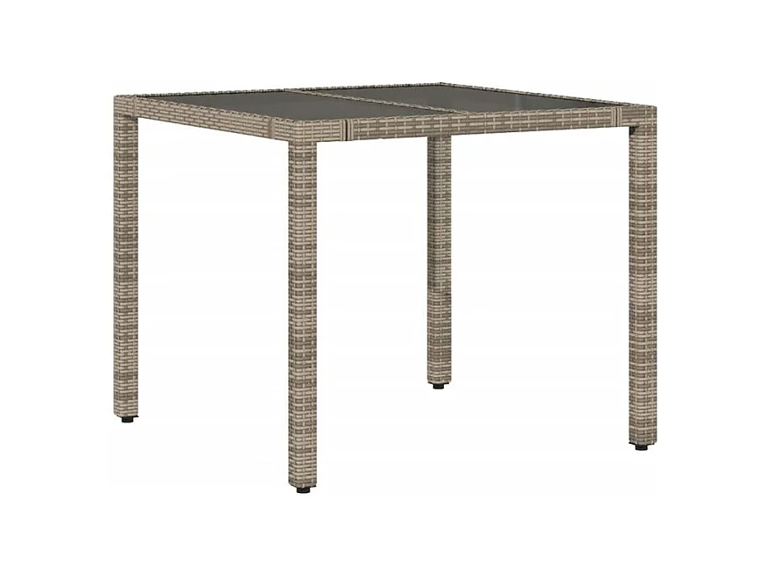 Table de jardin dessus en verre Gris 90x90x75 Résine tressée