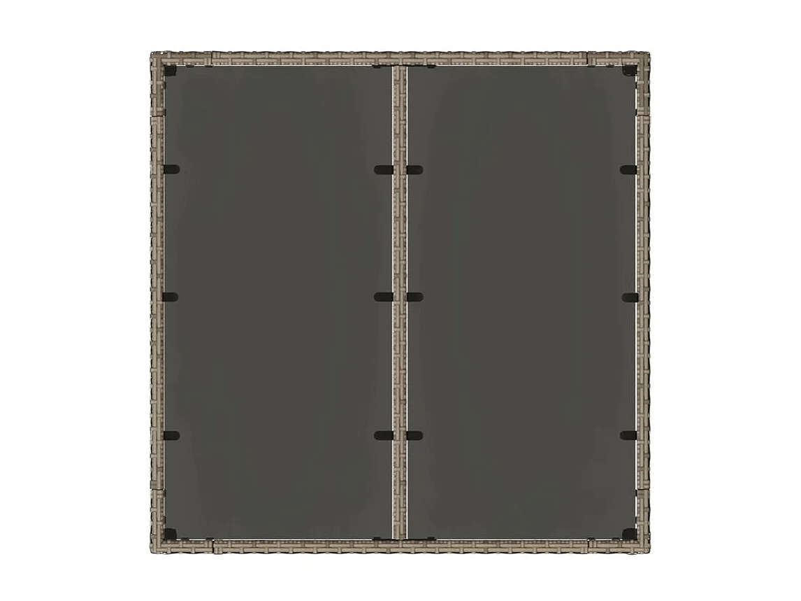 Table de jardin dessus en verre Gris 90x90x75 Résine tressée