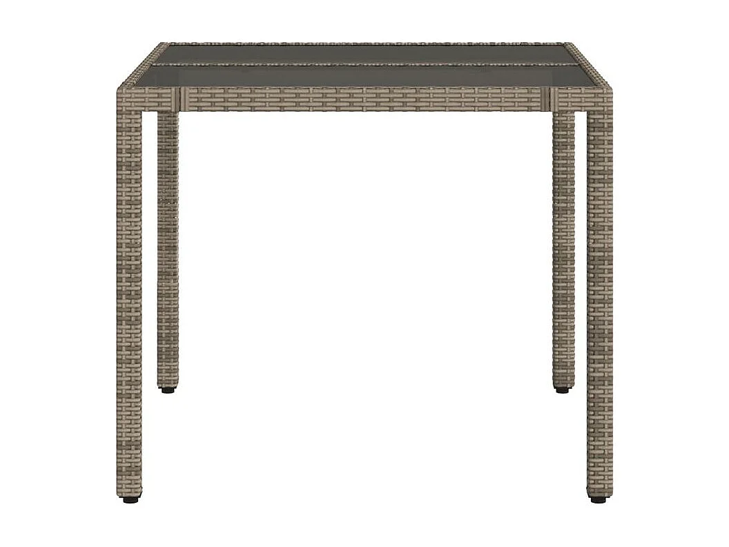 Table de jardin dessus en verre Gris 90x90x75 Résine tressée
