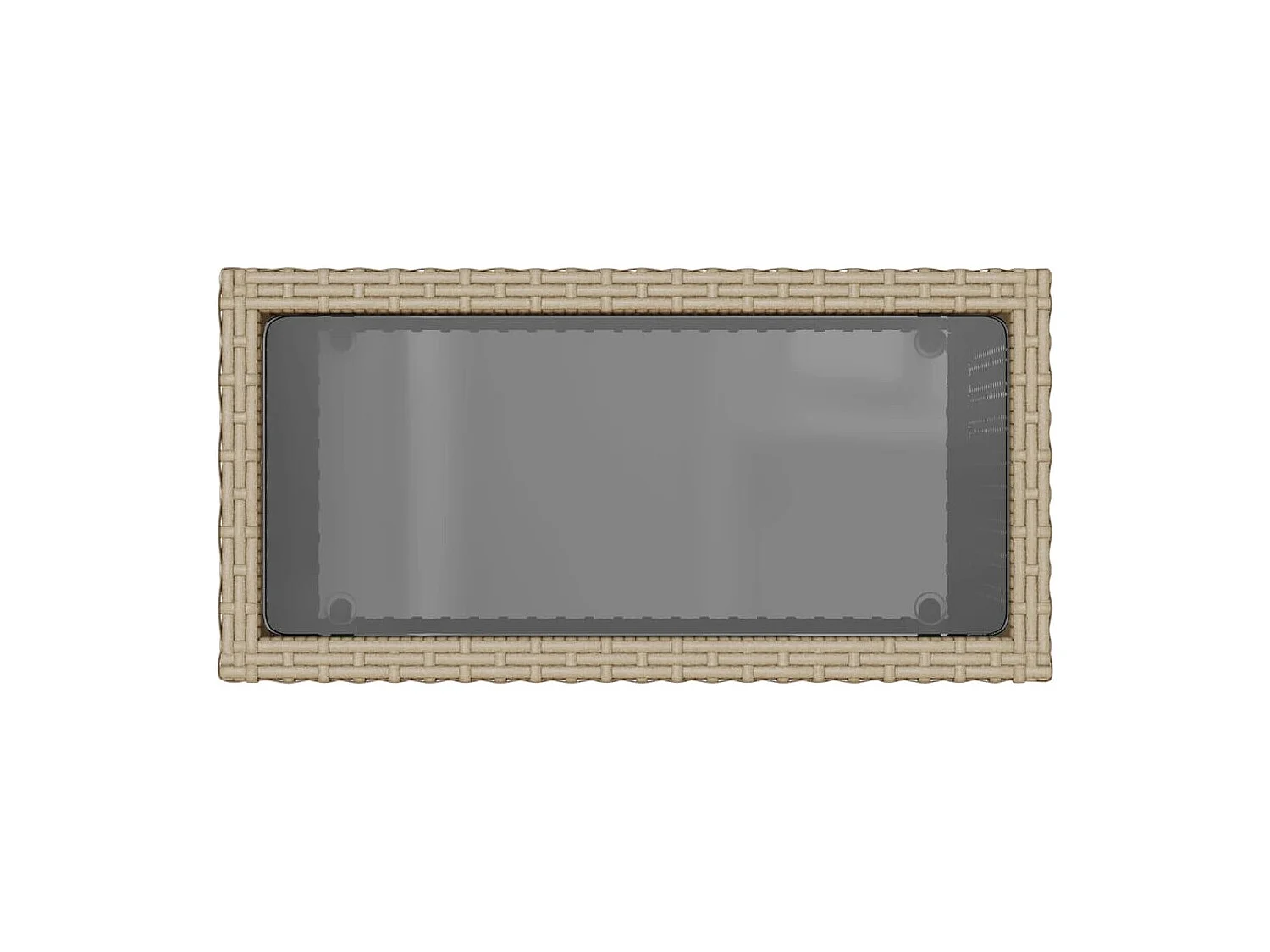 Table d'appoint de jardin avec dessus en verre beige rotin