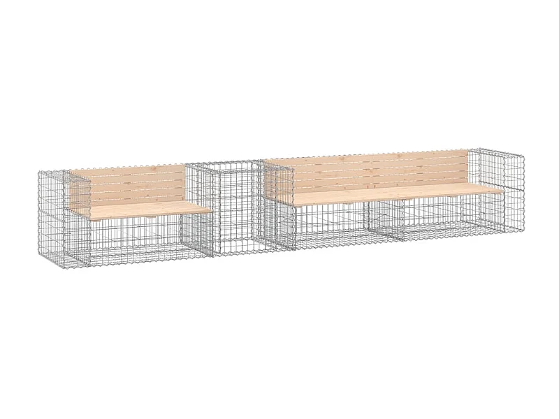 Banc de jardin avec panier en gabion bois massif de pin