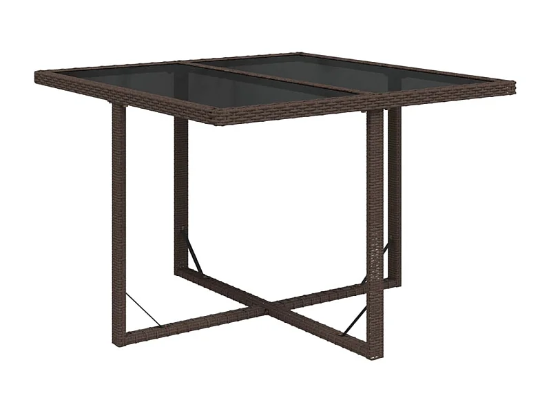 Table de jardin Marron 109x107x74 Résine tressée et verre