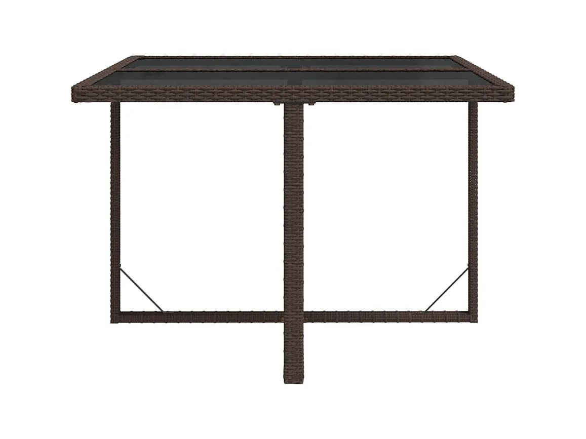 Table de jardin Marron 109x107x74 Résine tressée et verre