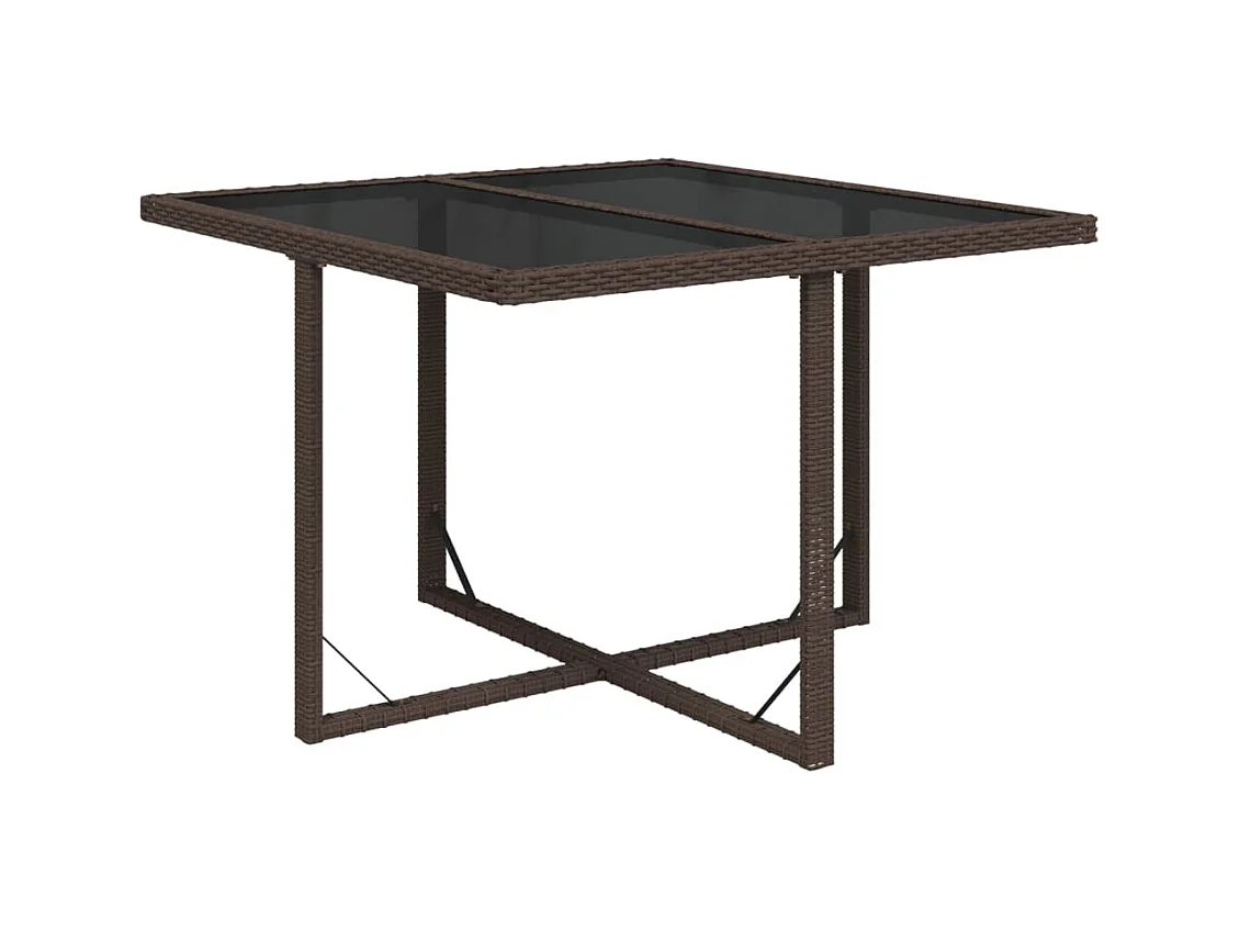 Table de jardin Marron 109x107x74 Résine tressée et verre