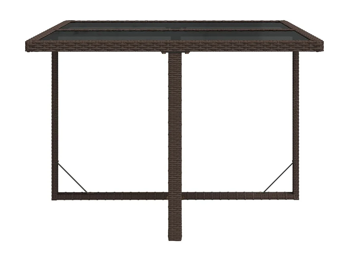 Table de jardin Marron 109x107x74 Résine tressée et verre