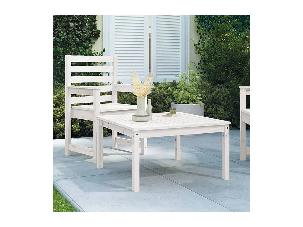 Table de jardin blanc 82,5x82,5x45 bois massif de pin