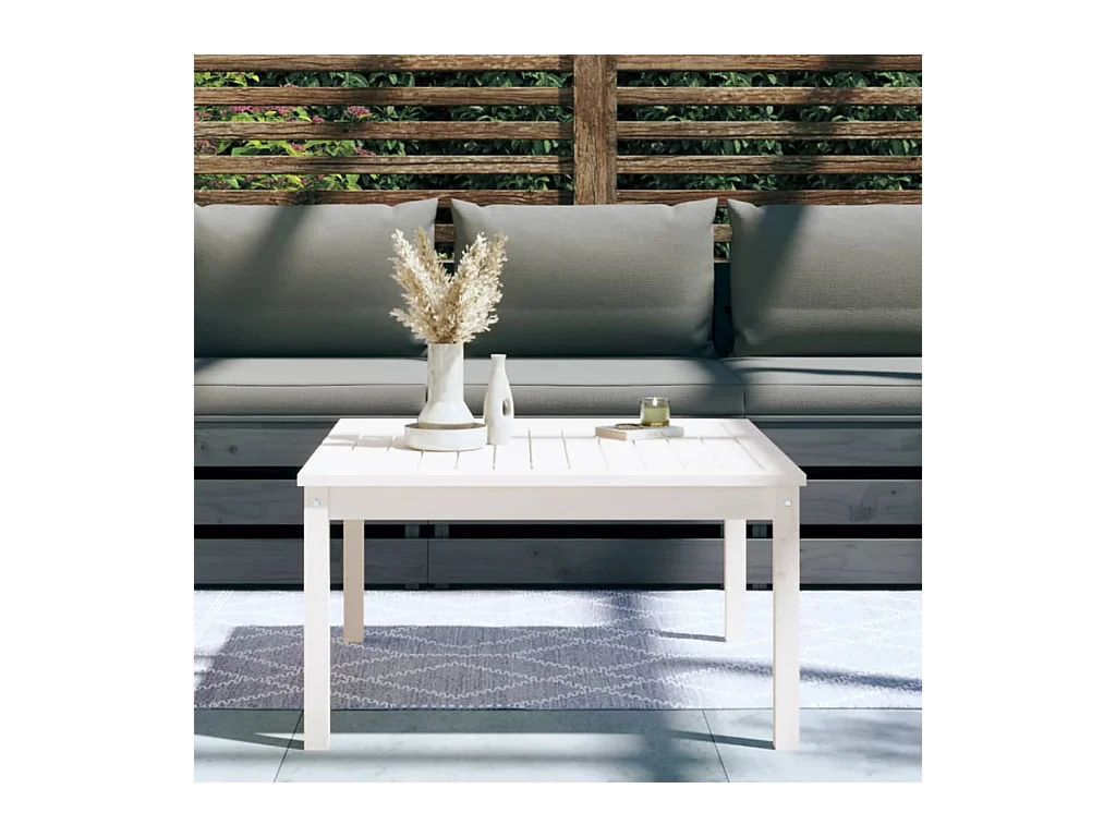 Table de jardin blanc 82,5x82,5x45 bois massif de pin