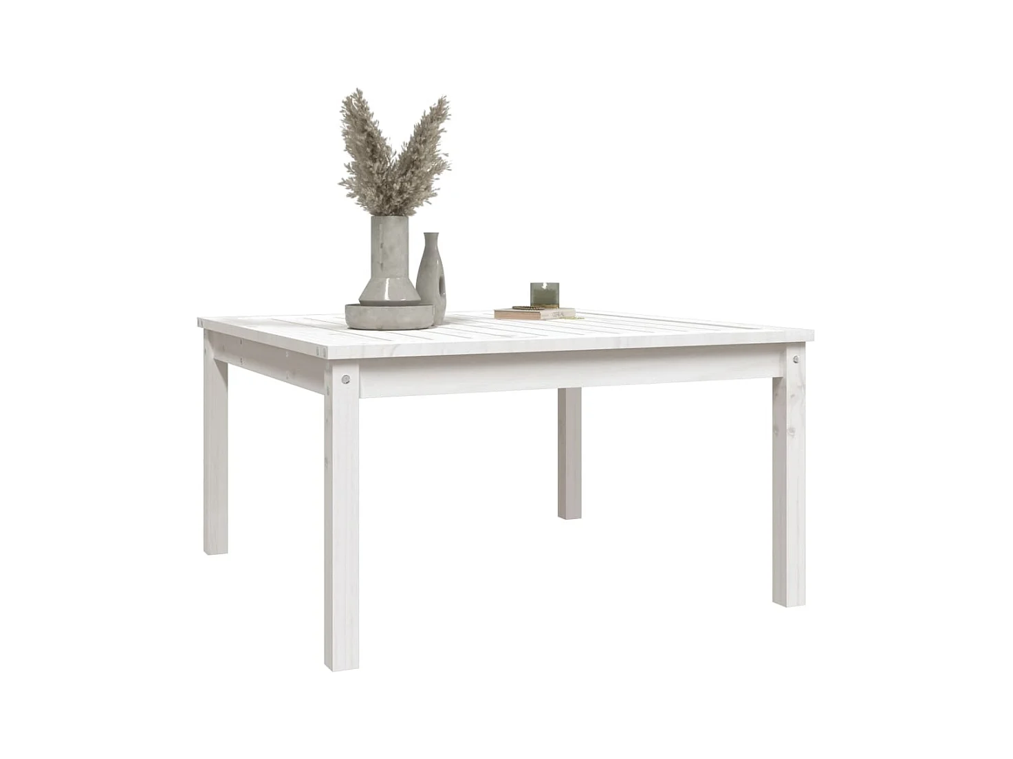 Table de jardin blanc 82,5x82,5x45 bois massif de pin