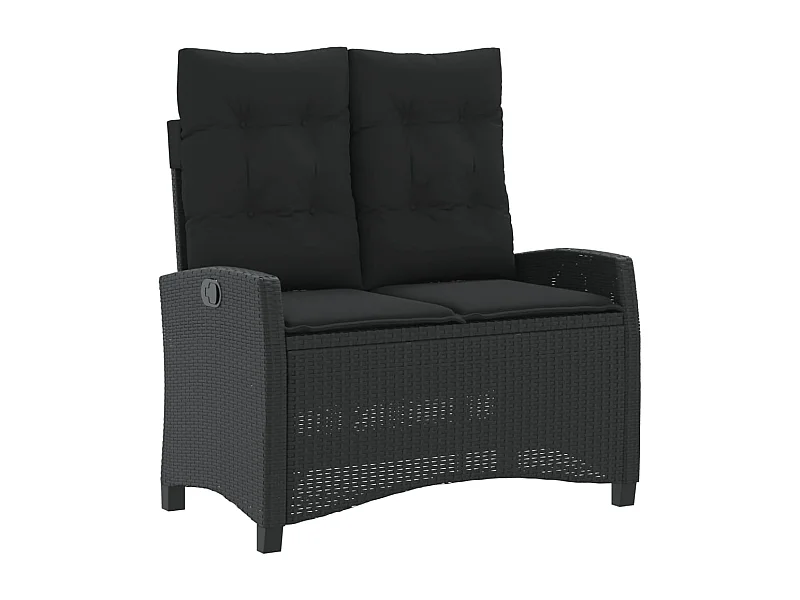Banc inclinable de jardin avec coussins noir résine tressée