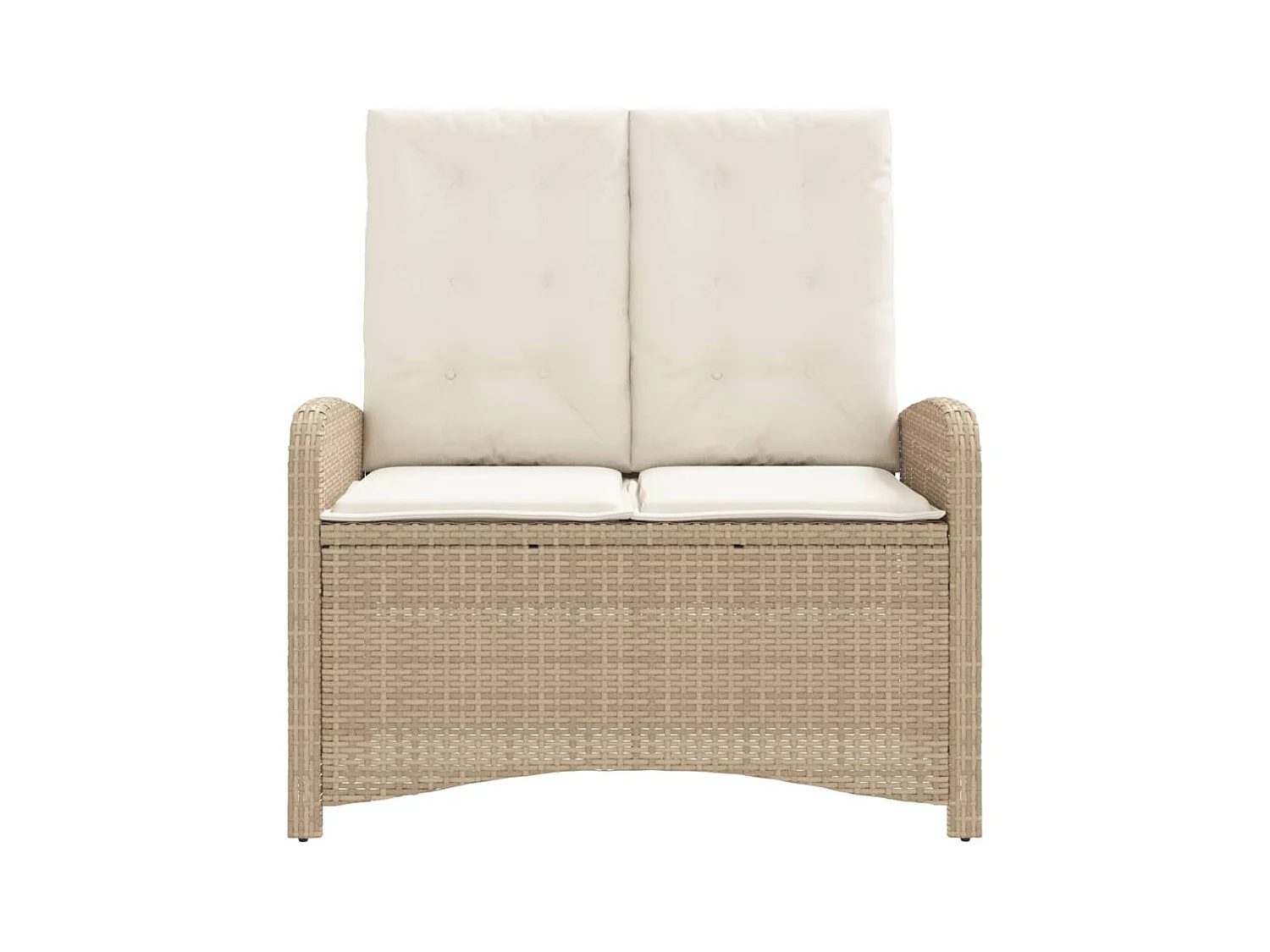Banc inclinable de jardin avec coussins beige résine tressée