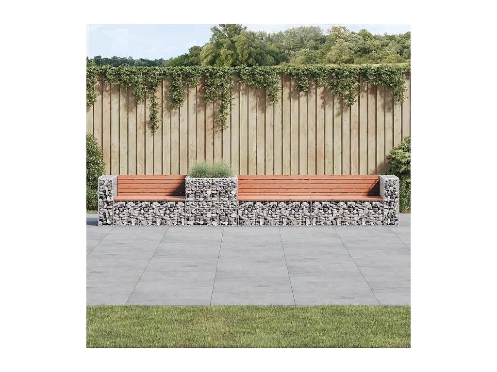 Banc de jardin avec panier en gabion bois massif de douglas