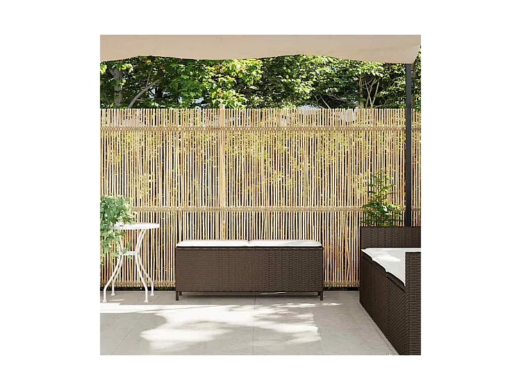 Banc de jardin avec coussin gris 110x30x40,5 résine tressée