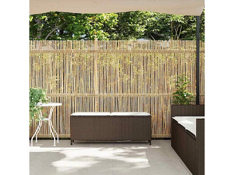 Banc de jardin avec coussin gris 110x30x40,5 résine tressée