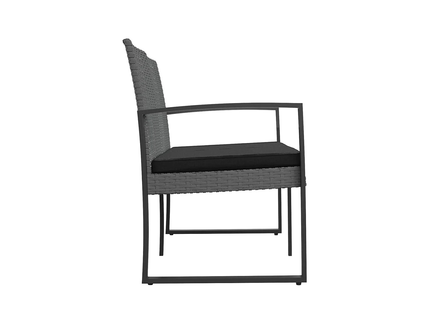 Banc de jardin à 2 places et coussins gris foncé PP rotin