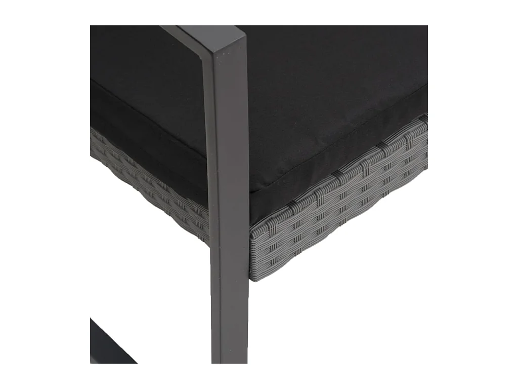 Banc de jardin à 2 places et coussins gris foncé PP rotin