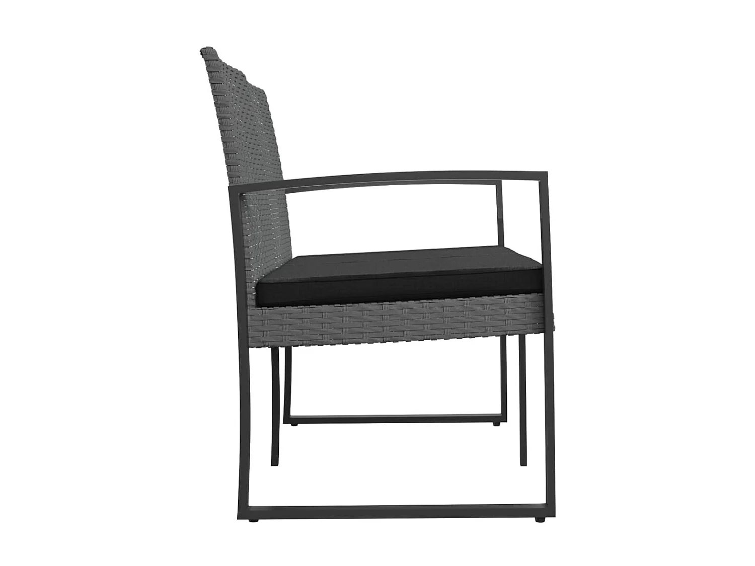 Banc de jardin à 2 places et coussins gris foncé PP rotin