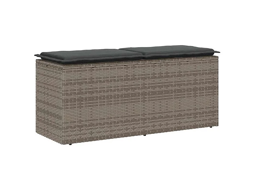 Banc de jardin avec coussin gris 110x40x44 résine tressée