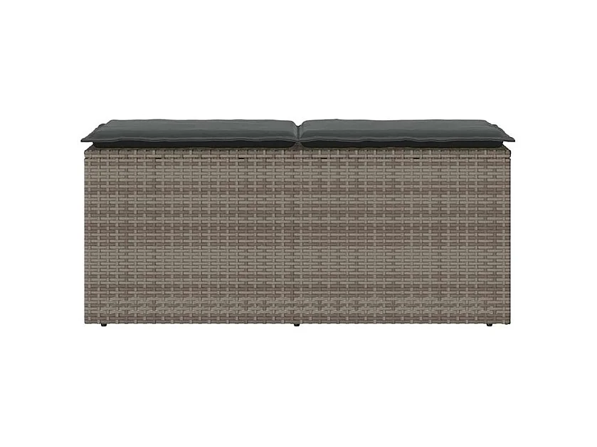 Banc de jardin avec coussin gris 110x40x44 résine tressée