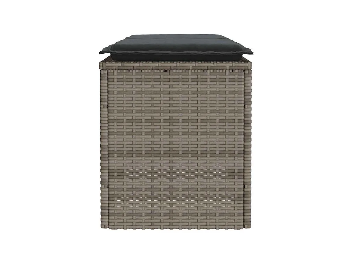 Banc de jardin avec coussin gris 110x40x44 résine tressée