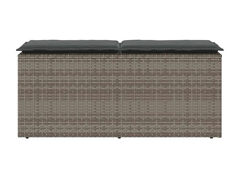 Banc de jardin avec coussin gris 110x40x44 résine tressée