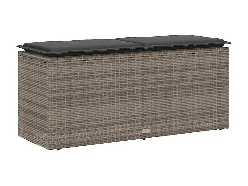 Banc de jardin avec coussin gris 110x40x44 résine tressée