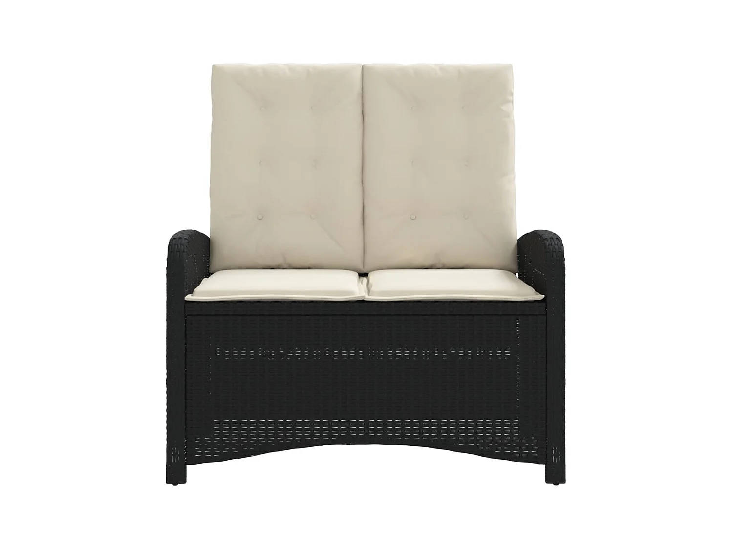 Banc inclinable de jardin avec coussins noir résine tressée