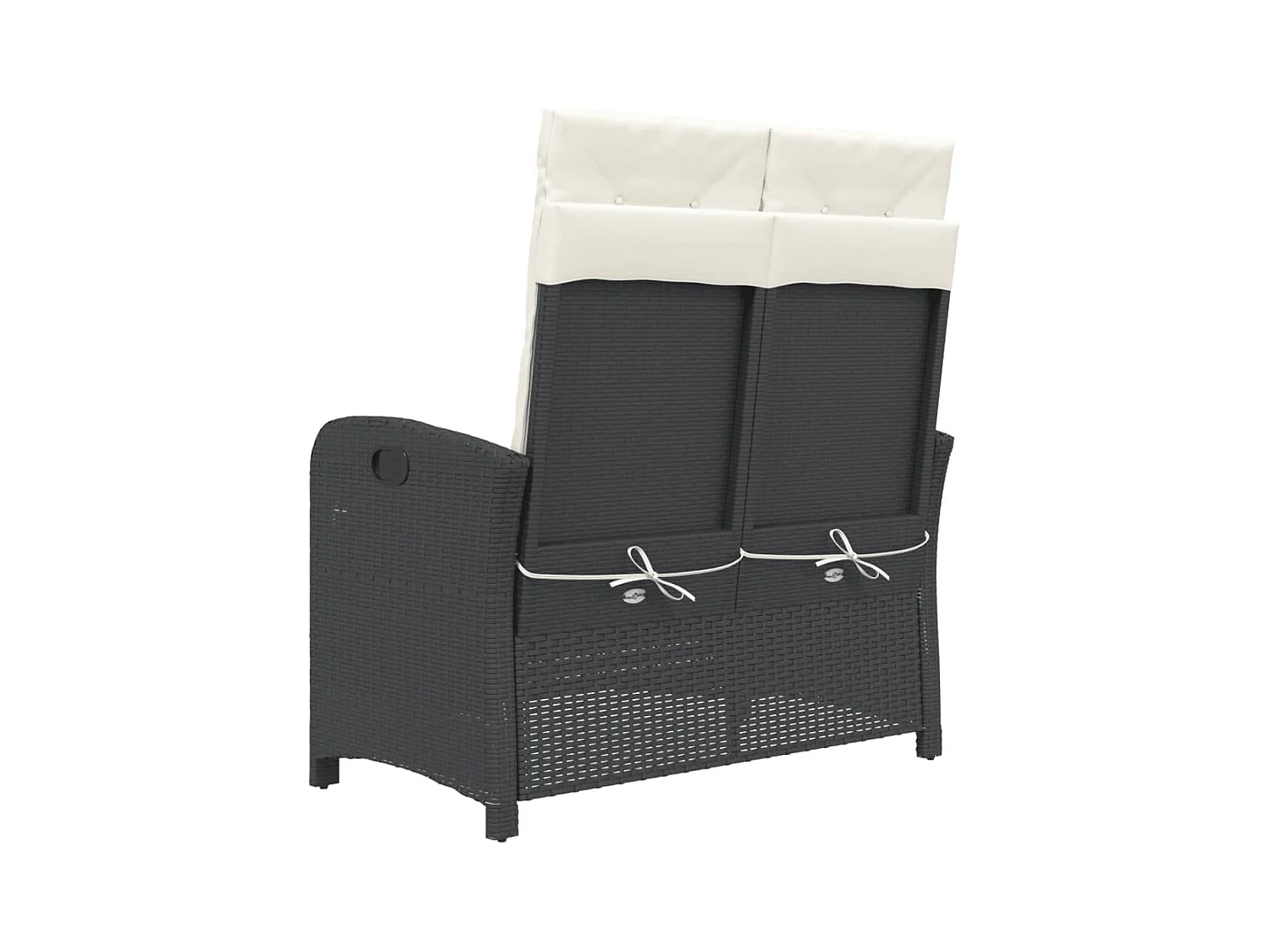 Banc inclinable de jardin avec coussins noir résine tressée