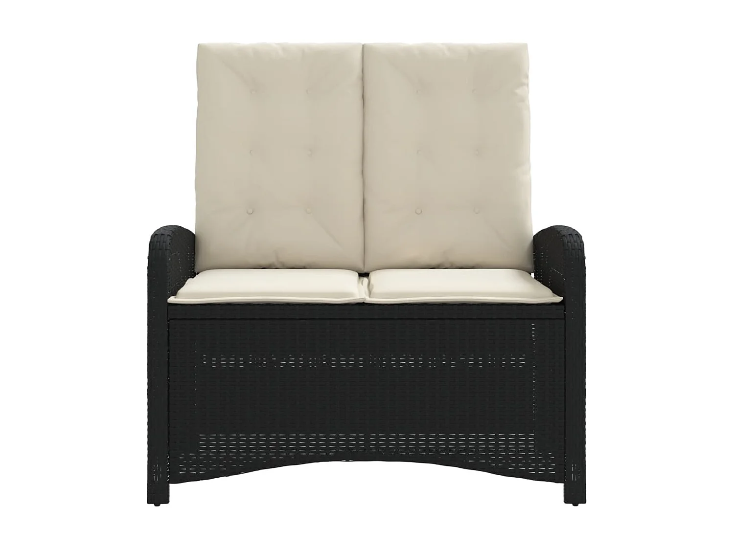 Banc inclinable de jardin avec coussins noir résine tressée