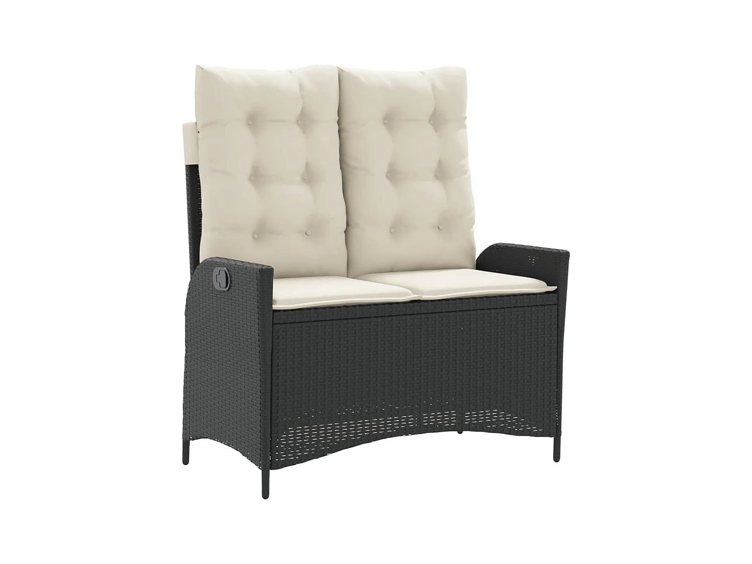 Banc inclinable de jardin avec coussins noir résine tressée