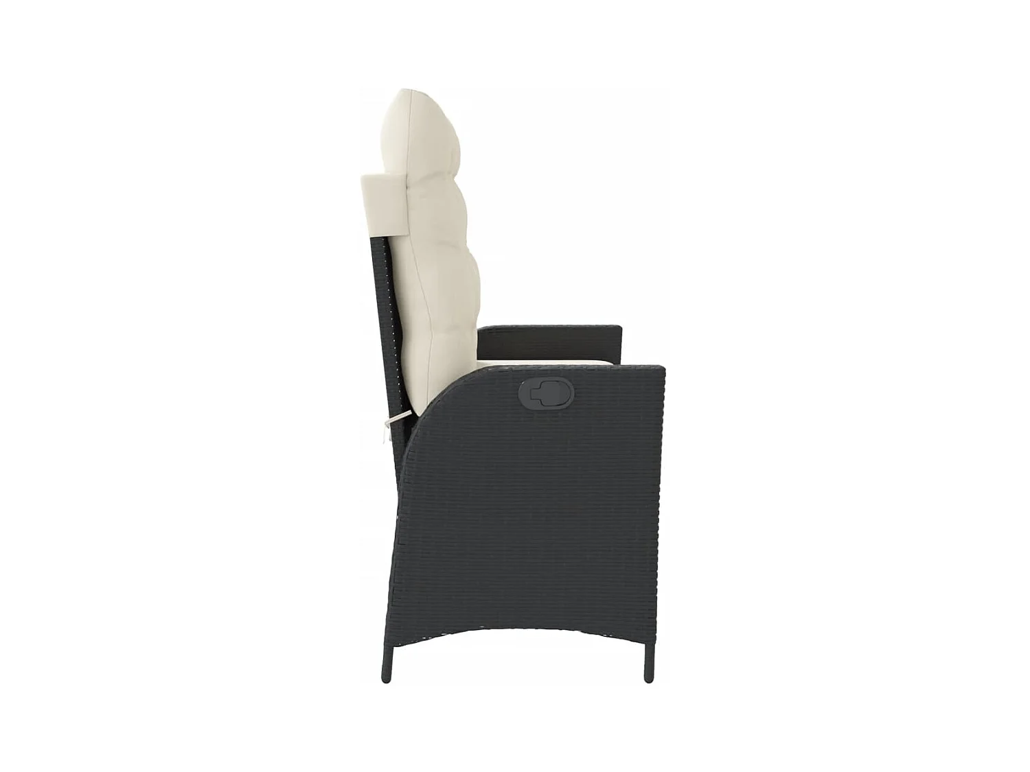 Banc inclinable de jardin avec coussins noir résine tressée