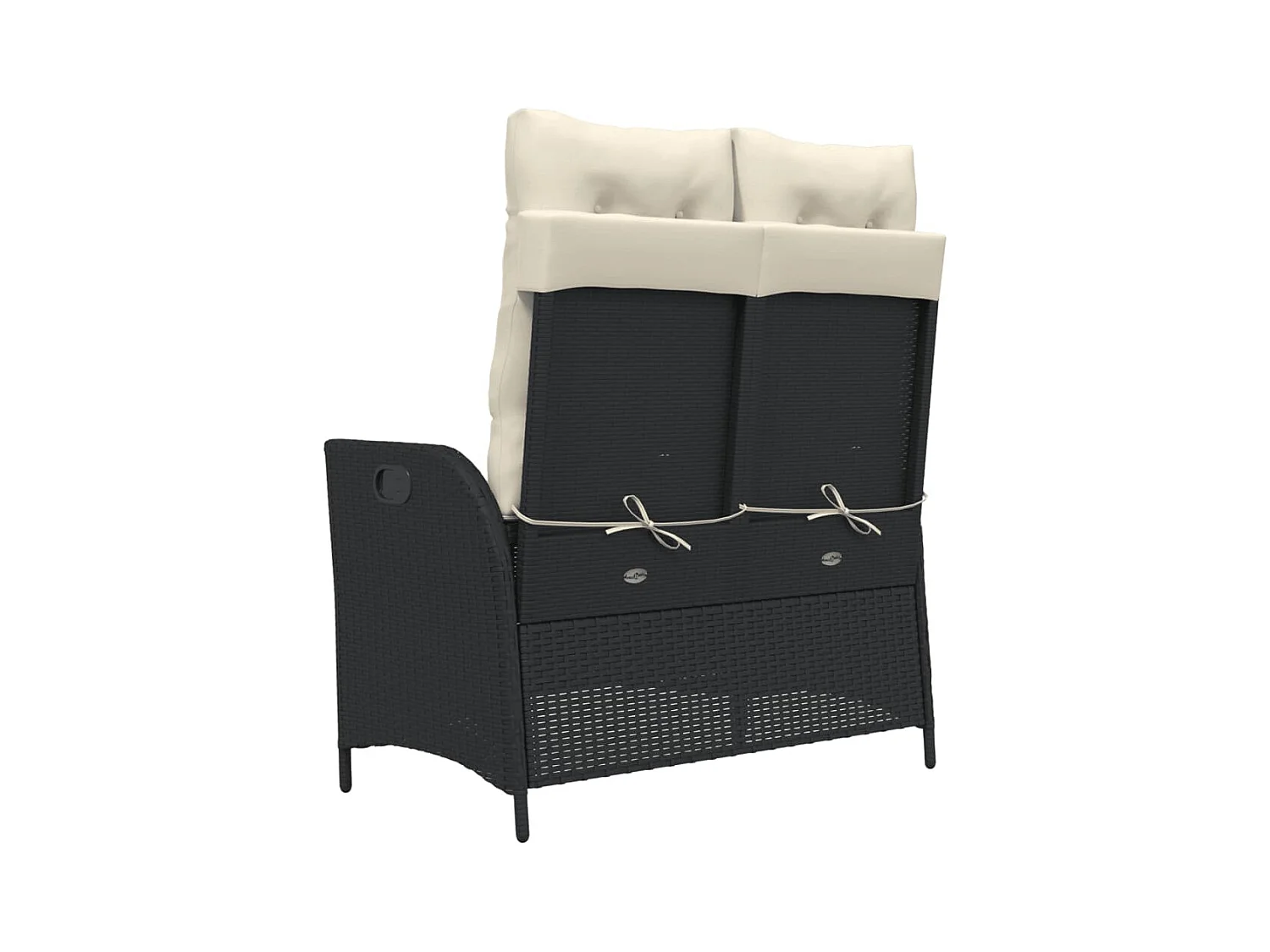 Banc inclinable de jardin avec coussins noir résine tressée