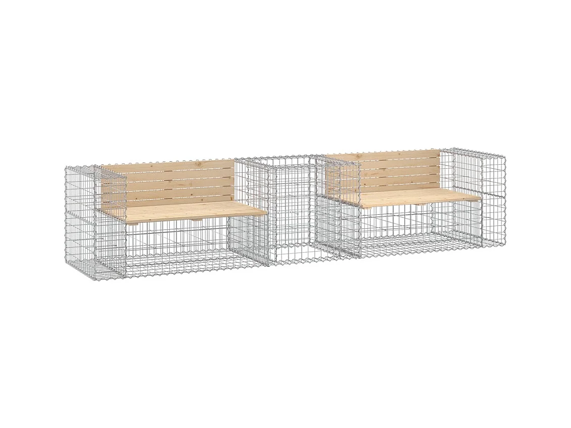 Banc de jardin avec panier en gabion bois massif de pin
