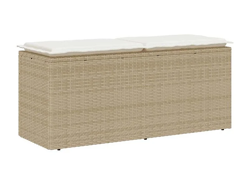 Banc de jardin avec coussin beige 110x40x44 résine tressée