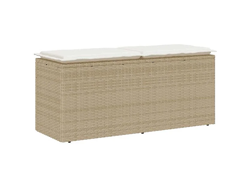 Banc de jardin avec coussin beige 110x40x44 résine tressée