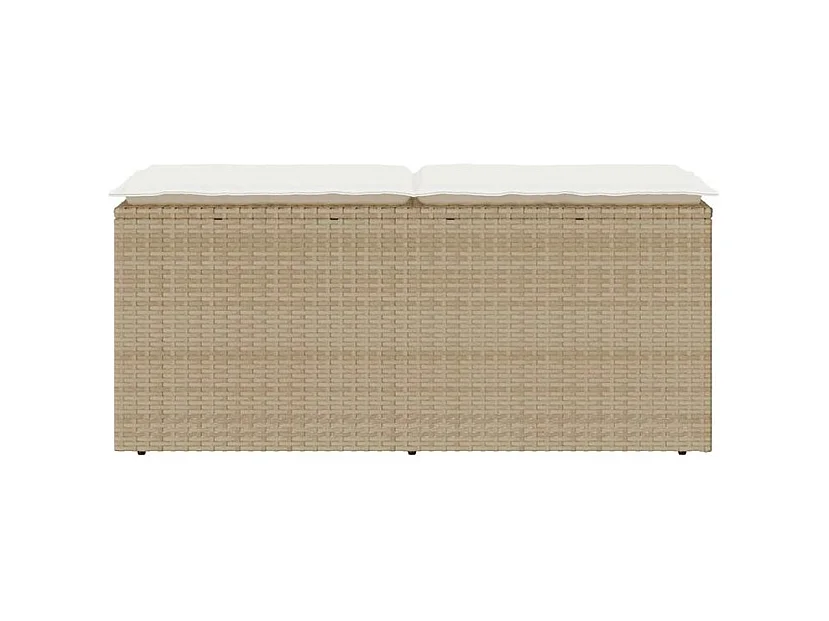 Banc de jardin avec coussin beige 110x40x44 résine tressée