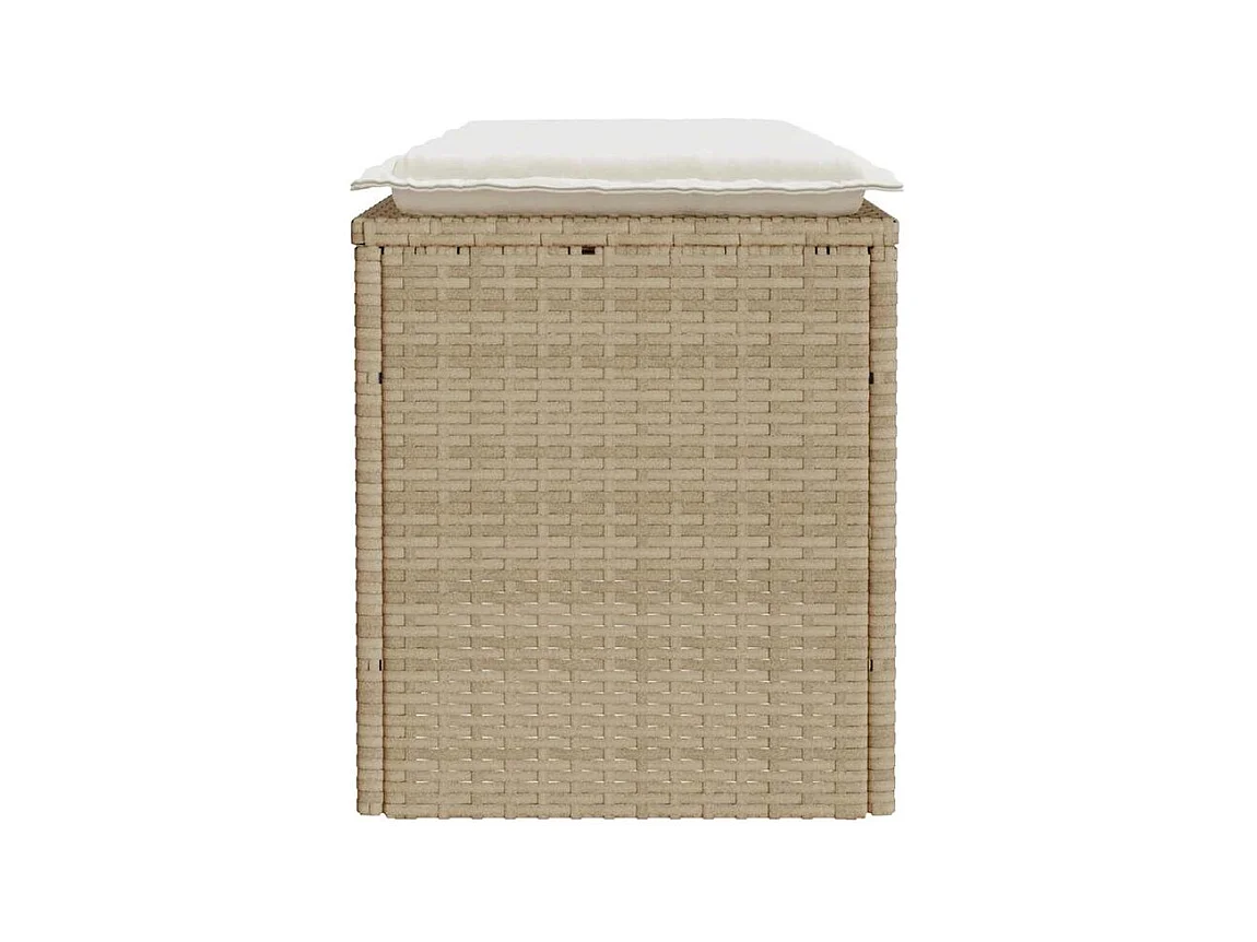Banc de jardin avec coussin beige 110x40x44 résine tressée