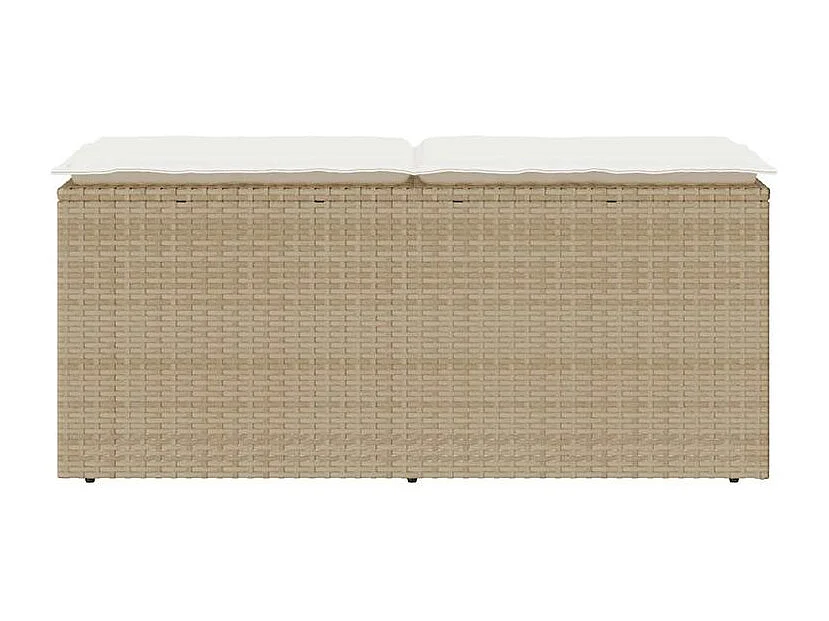 Banc de jardin avec coussin beige 110x40x44 résine tressée