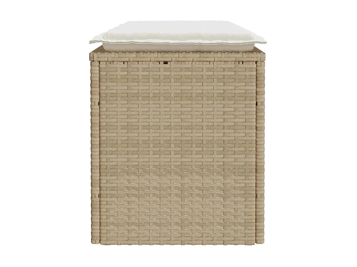 Banc de jardin avec coussin beige 110x40x44 résine tressée