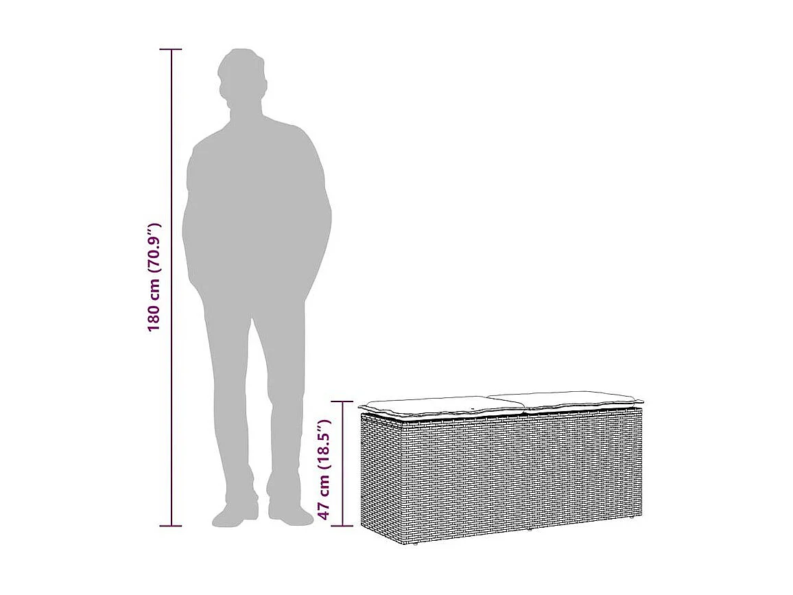 Banc de jardin avec coussin beige 110x40x44 résine tressée