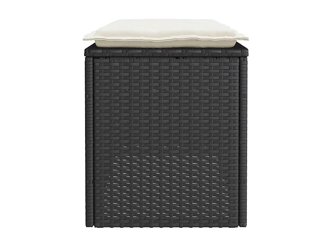 Banc de jardin avec coussin noir 110x40x44 résine tressée