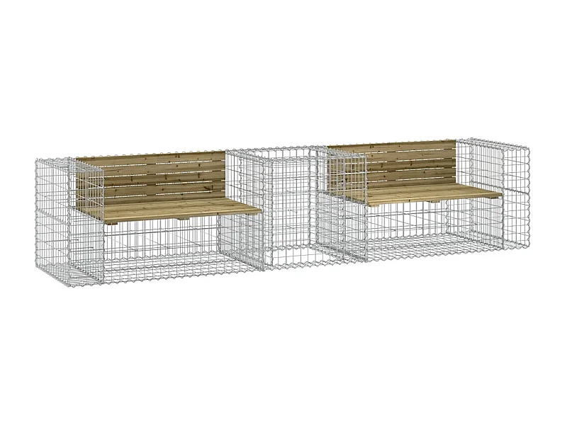 Banc de jardin avec panier en gabion bois de pin imprégné