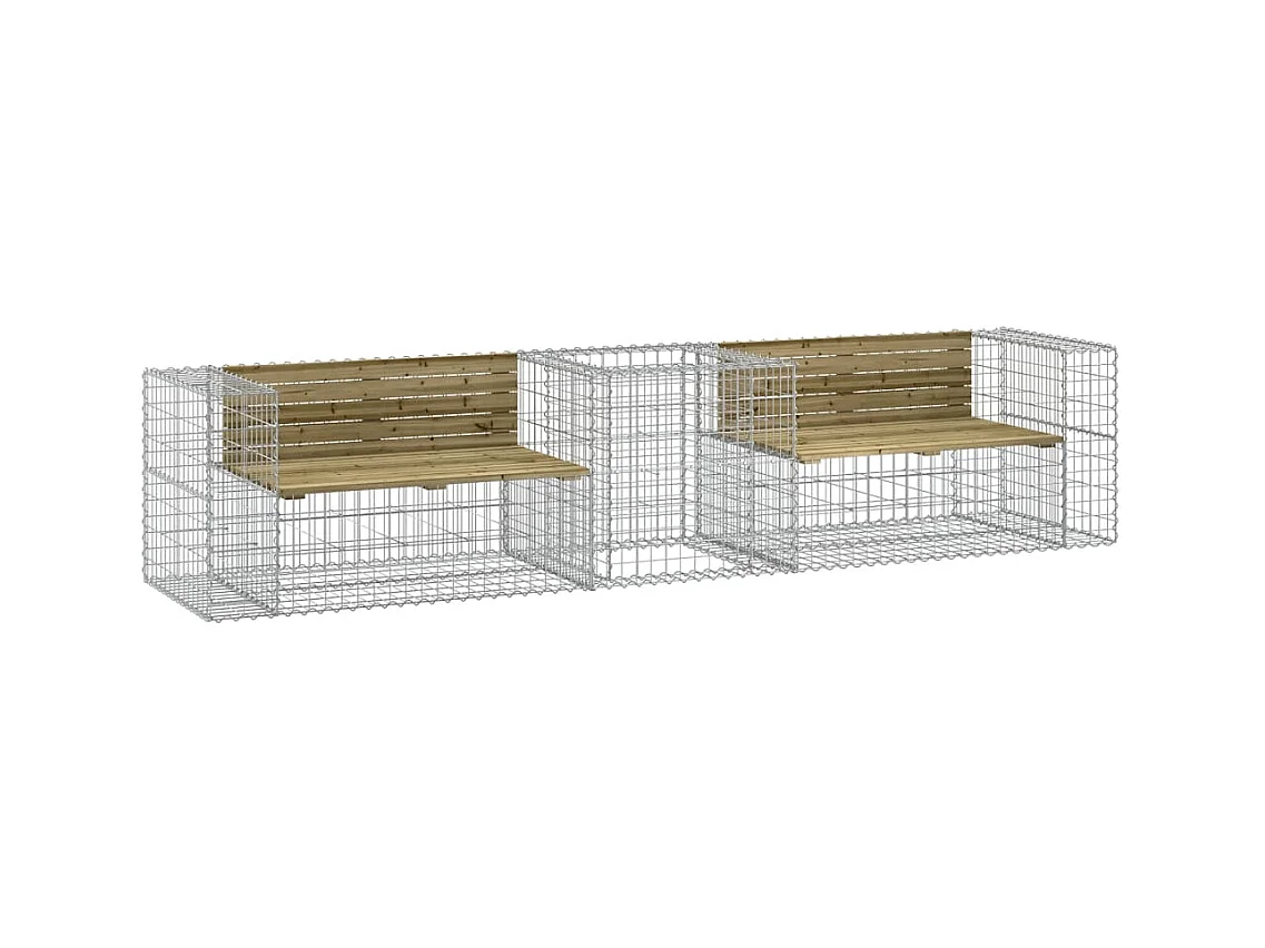 Banc de jardin avec panier en gabion bois de pin imprégné