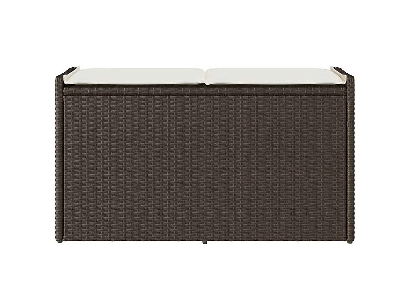 Banc de rangement extérieur coussin marron 100cm résine tressée