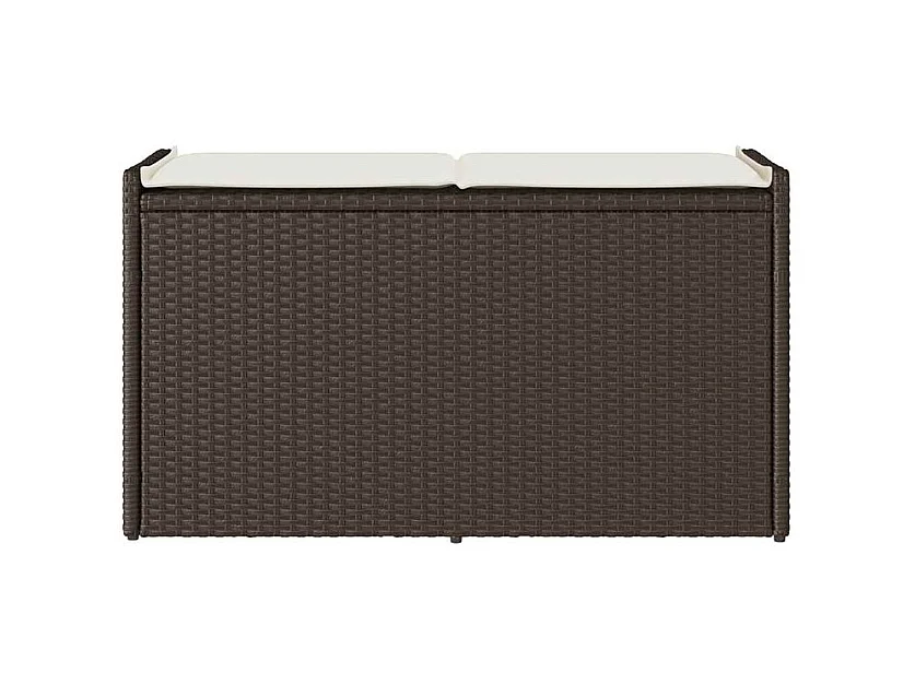 Banc de rangement extérieur coussin marron 100cm résine tressée