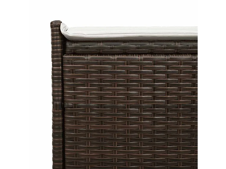 Banc de rangement extérieur coussin marron 100cm résine tressée