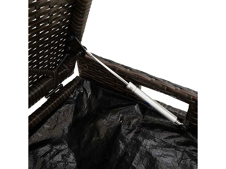 Banc de rangement extérieur coussin marron 100cm résine tressée