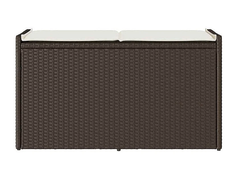 Banc de rangement extérieur coussin marron 100cm résine tressée